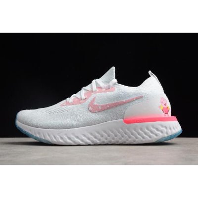 Nike Bayan Epic React Flyknit Beyaz / Pembe Koşu Ayakkabısı Türkiye - UMDV15O9